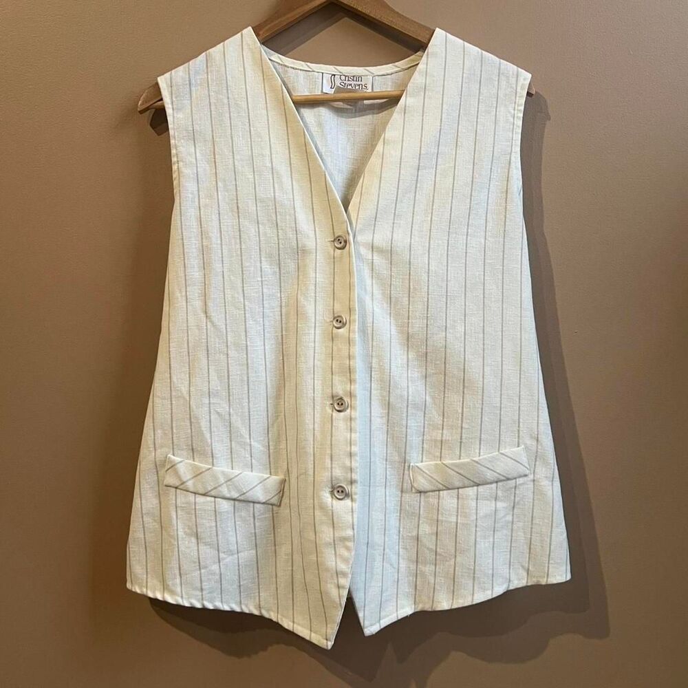 Vintage 80’s/90’s made in USA “Cristin Stevens sport” cream & light brown vest
